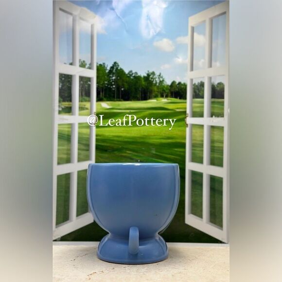 Curvy Sky Blue Ceramic Planter Pot without drainage hole - Picture 3 of 8